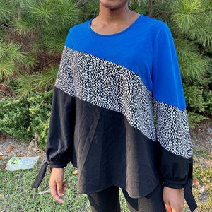 NWT Gorgeous Alfani Blue and Black Top/Blouse